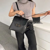 Black leather women's backpack