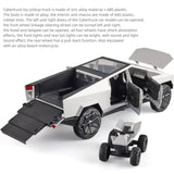 1:24 Tesla Cybertruck Pickup with Motorcycle – Diecast Alloy Toy Car with Lights & Sound