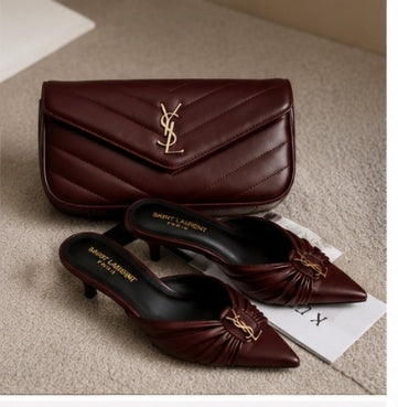 Luxury Burgundy Heels & Clutch Set | طقم كعب وحقيبة فاخر باللون العنابي |