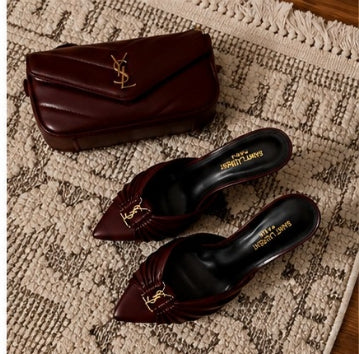 Luxury Burgundy Heels & Clutch Set | طقم كعب وحقيبة فاخر باللون العنابي |