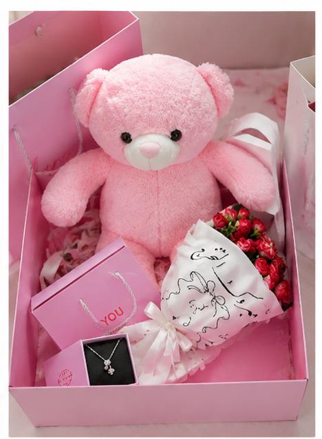 🌸 Pink Teddy Bear Gift Set | هدية الدب الوردي الفاخرة | Luxury Gift Box for Her